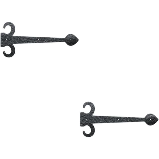 Loops 2x PAIR 380mm Ornate Sword Hinge Front Black Antique Decorative Door Plate Black
