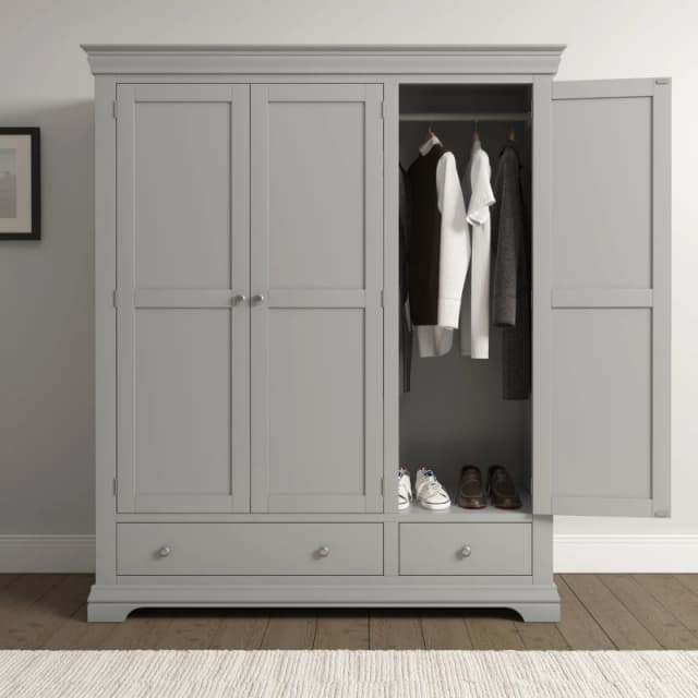 Seconique Bordeaux 3 Door Wardrobe Pebble Grey (Partially Assembled)