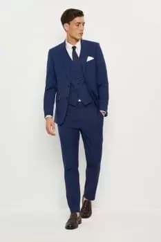Slim Fit Blue Slub Suit Jacket