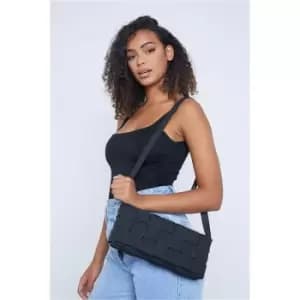 I Saw It First Black Faux Suede Woven Crossbody Bag - Black