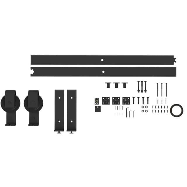 HOMCOM 4FT/122CM Bi-Folding Sliding Barn Door Hardware Kit Sliding Door Kit TJ Hughes 5056725549879
