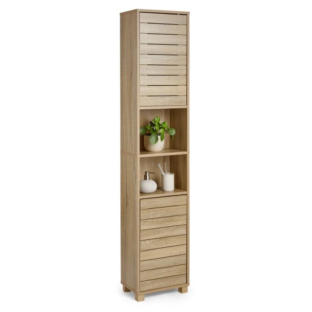 VonHaus Chester Freestanding Tall Bathroom Cabinet Natural