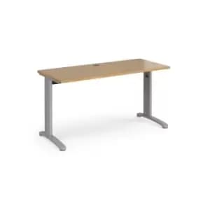 Office Desk Rectangular Desk 1400mm Oak Tops With Silver Frames 600mm Depth TR10