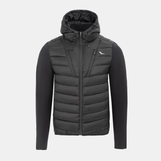 Everlast Mens Hooded Full Zip Long Sleeve Hybrid Jacket Black male S