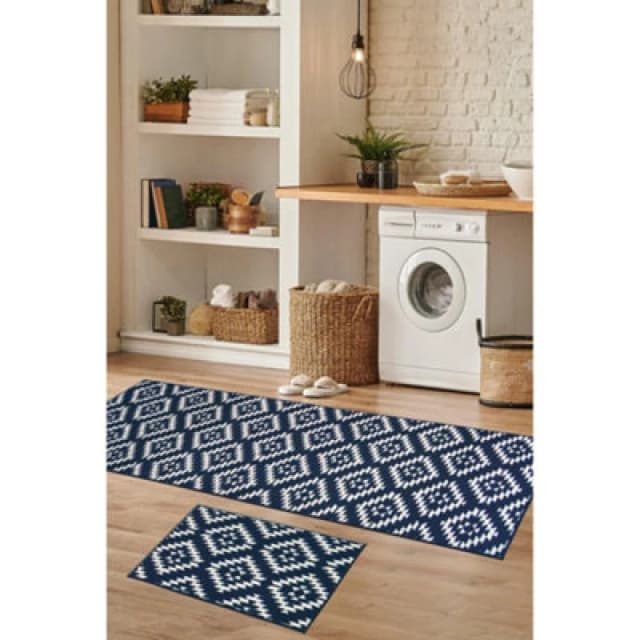 Homemaker Aztec Runner & Doormat Set Blue - Homemaker - Size: 57X150 Blue 57X150 ND87502