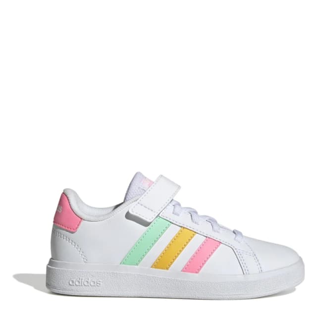 adidas Grand Court Child Boys Trainers White/Mint/Pink male 2 (34)