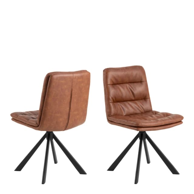 Furniture To Go Dean Brandy PU Swivel Dining Chair Set of 2 in Brown Brown Unisex