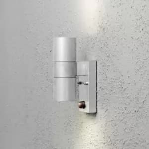 Modena Outdoor Modern Up Down Double Wall Light Galvanized Steel PIR Motion Sensor, IP44
