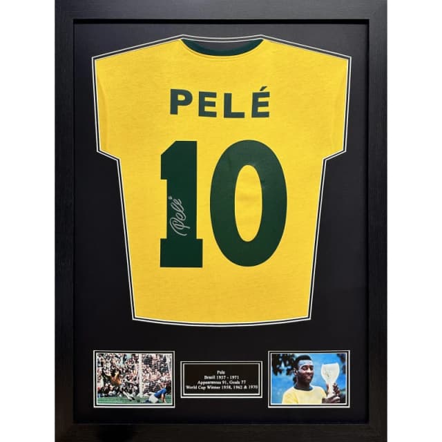 AllStarSignings Ltd Pele signed & framed Brazil football shirt Yellow unisex One Size