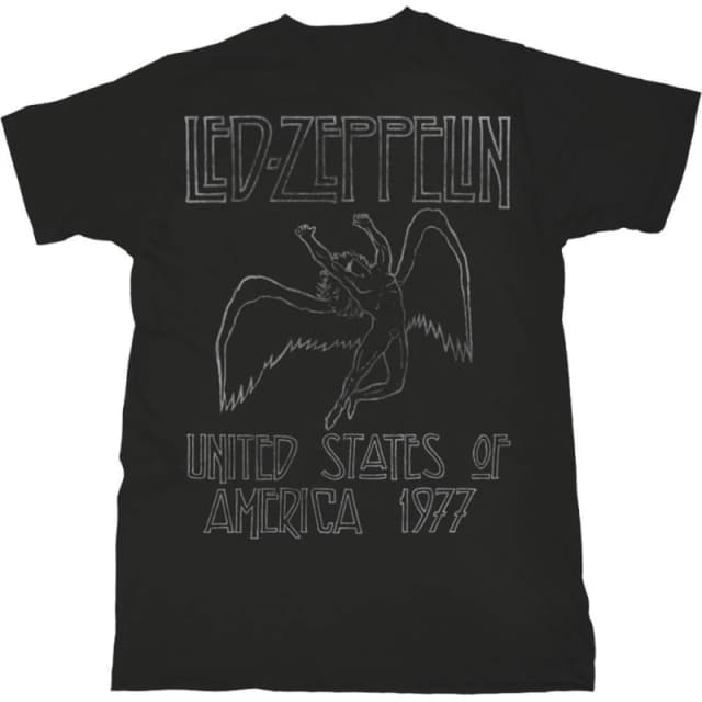 Led Zeppelin LED Zeppelin Men USA 77 T-Shirt in Black Size: 2X-large Black XXL Male 5063238601147
