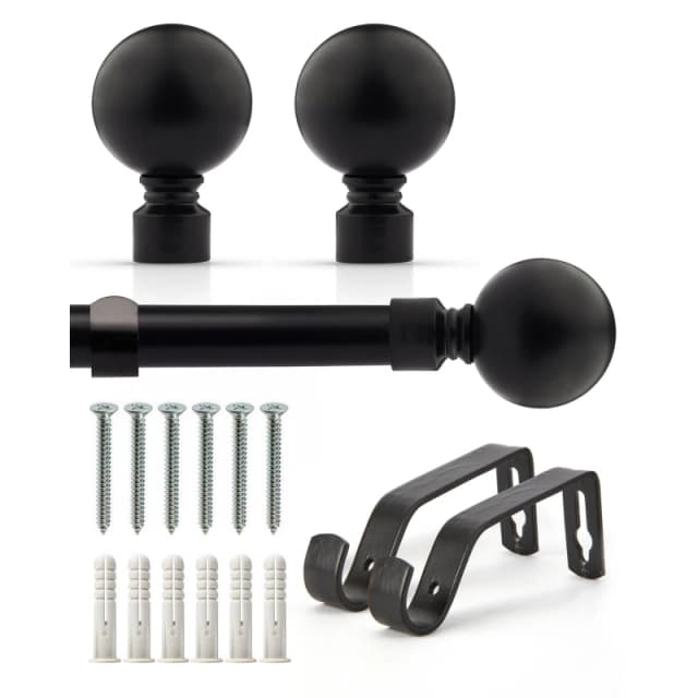 Emma Barclay Curtain Pole Extendable Ball Matt Black unisex 120-210cm