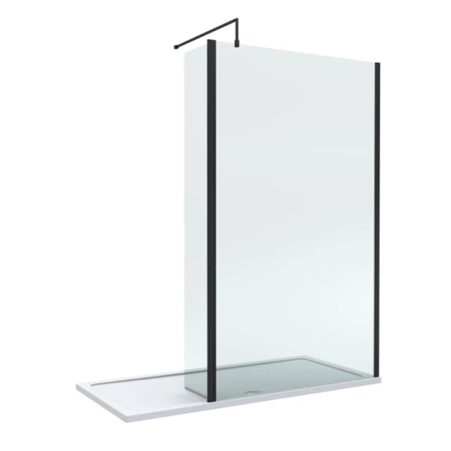 Balterley 8mm Glass Wetroom Screen & Return Matt Black & Tray 1700 x 900mm Black Unisex