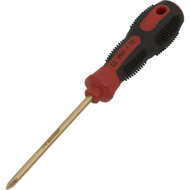 Loops Non-Sparking Phillips Screwdriver - #1 x 75mm - Soft Grip Handle - Die Forged Multi