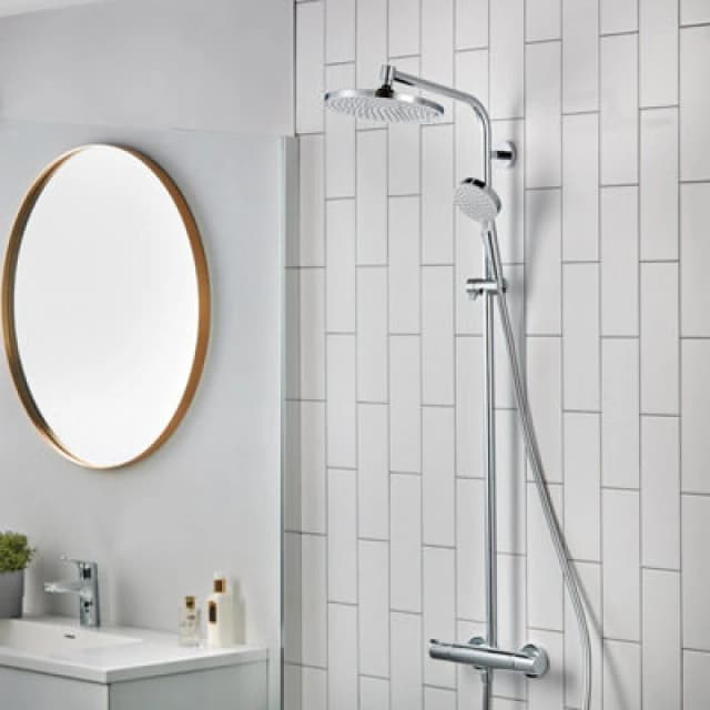 Hansgrohe Crometta S Showerpipe 240 Ecosmart Thermostatic Mixer Shower Chrome