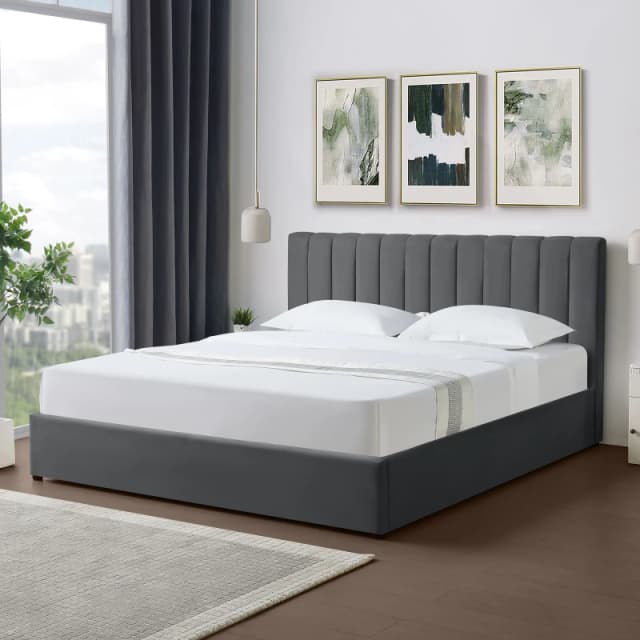 Evelynne Fabric 180Cm Superking Ottoman Bed Frame - Dark Grey
