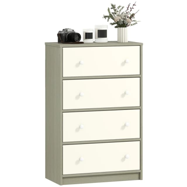 HOMCOM HOMCOM Drawer Dresser for Bedroom Chest of Drawers with Steel Frame in White White One Size Unisex 5063603261648
