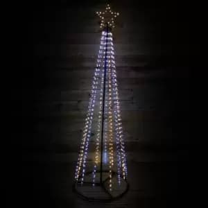8ft (2.5m) Premier Christmas Outdoor Black Pin Wire LED Pyramid Maypole Tree in Warm & Cool White Mix
