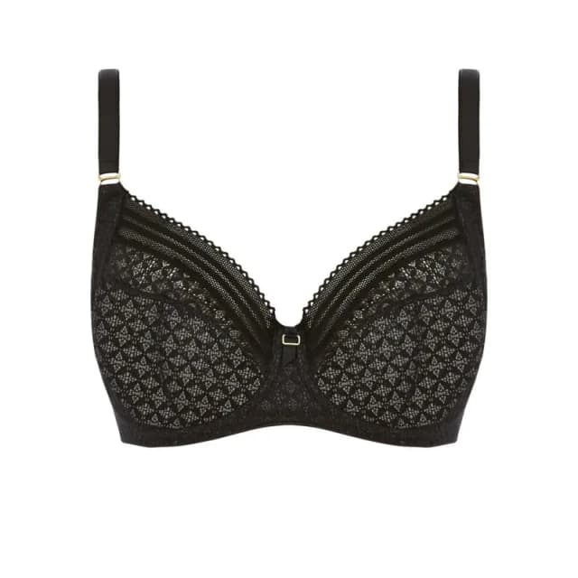 Freya Womens underwired side-reinforced bra Freya Viva Lace Noir Female 80J