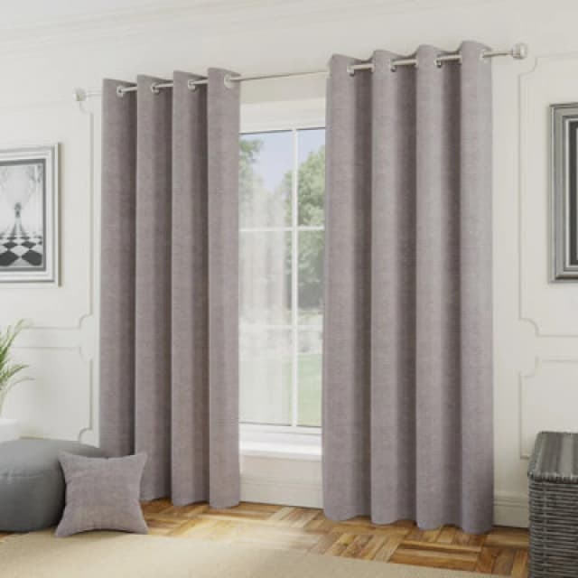 Enhanced Living Enhanced Living 'Royale' Silver Room Darkening Boucle Readymade Curtains Pair Silver