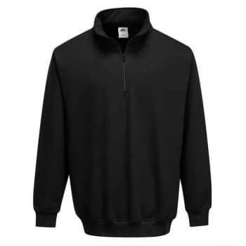 B309BKRXL - sz XL Sorrento Zip Neck Sweatshirt - Black - Portwest