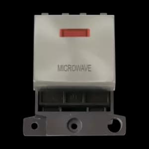 Click Scolmore MiniGrid 20A Double-Pole Ingot & Neon Microwave Switch Satin Chrome - MD023SC-MW