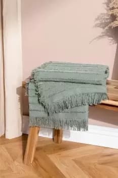 Hazie Linear Yarn Woven Fringed Throw