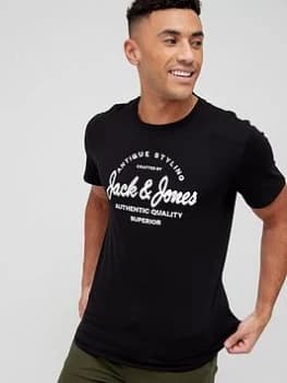 Jack & Jones Large Logo T-Shirt - Black, Size S, Men