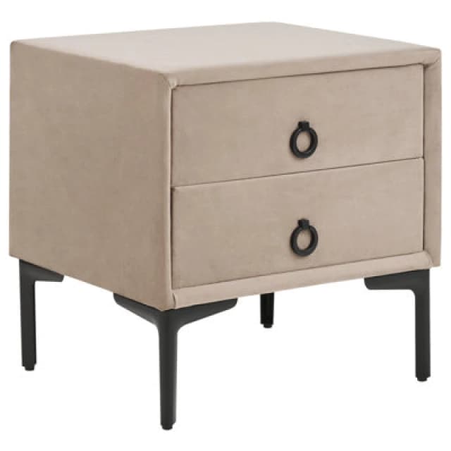 Beliani 2 Drawer Bedside Table Sezanne Velvet Taupe