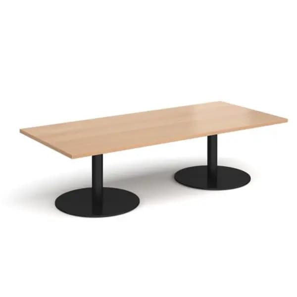 Monza Monza rectangular coffee table with flat round Black bases 1800mm x 800mm - beech Beech MCR1800-K-B