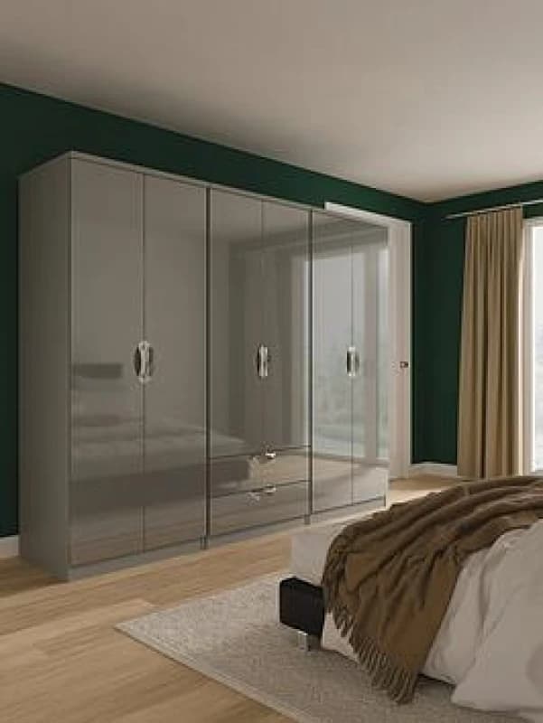 Welcome Furniture Ltd Camden 6 Door 2 Drawer Wardrobe in Grey Gloss & Dusk Grey - Ready Assembled, Grey CAM188GGDG