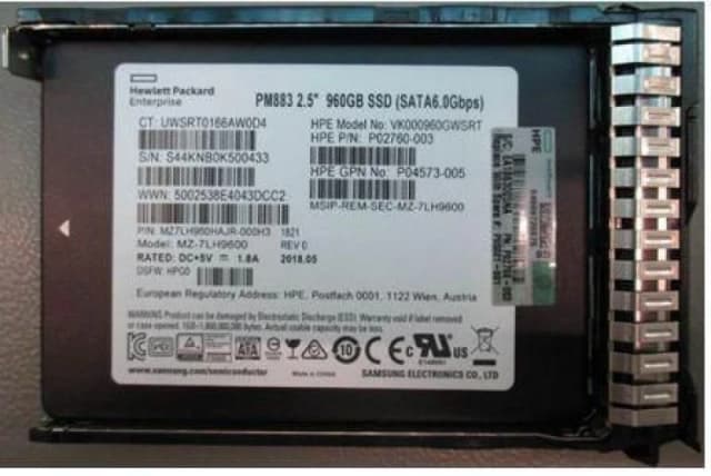 HPE SPS-DRV SSD 960GB SFF SATA RI SC DS