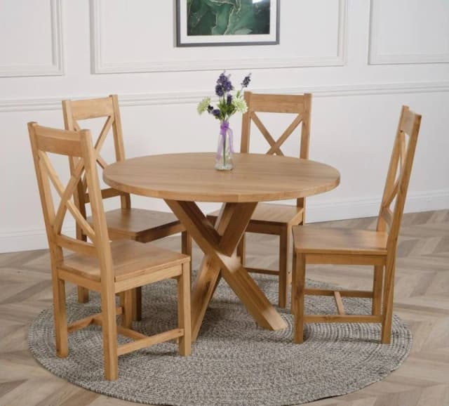 Thats Furniture Oregon Round Oak Dining Table & 4 Berkeley Chairs in Brown Brown Unisex