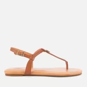 UGG Womens Madeena Leather Toe Post Sandals - Tan - UK 4