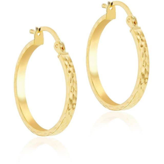 Be You 9ct Gold Diamond Cut Pine Hoop Earrings Yellow Gold female One Size