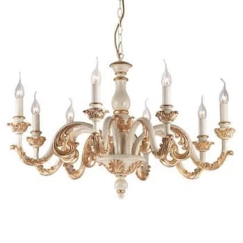 Giglio 8 Light Chandelier Gold, White Finish, E14