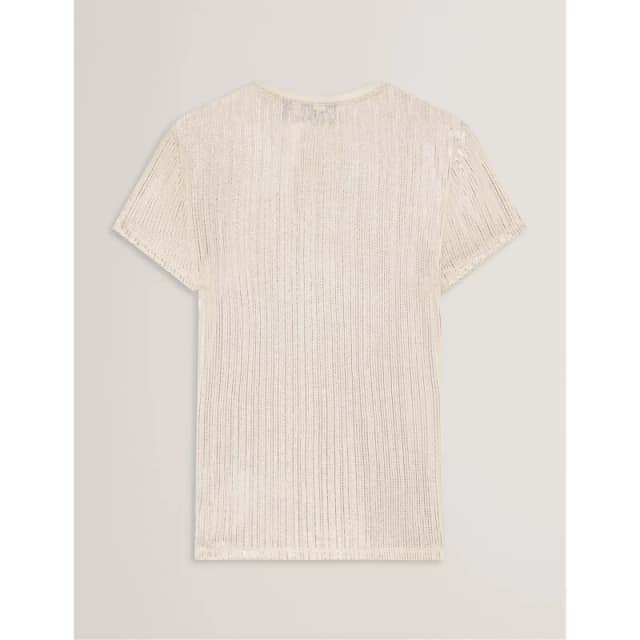 Ted Baker Womens Metallic Slim Fit T-Shirt Gold female 8 (XS)