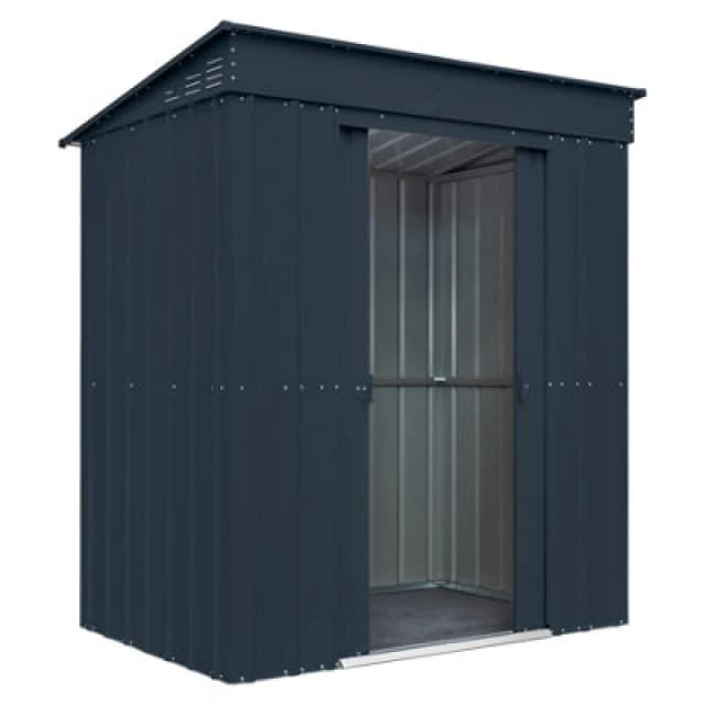 Waltons Globel 6 X 4 Metal Pent Garden Storage Shed Sliding Doors - Grey