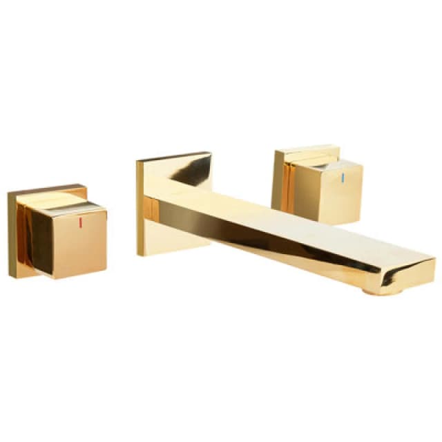 Beliani Wall Mounted Basin Mixer Tap Pailon Brass Gold