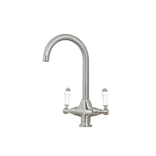 Scudo Renaissance Kitchen Sink Mixer Tap Twin Lever Brushed Nickel