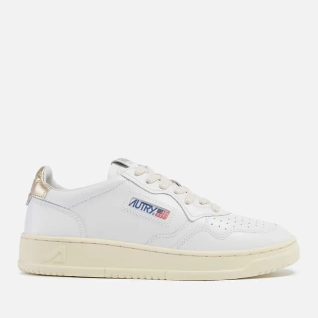 Autry Medalist Leather Court Trainers White Gold female UK 3