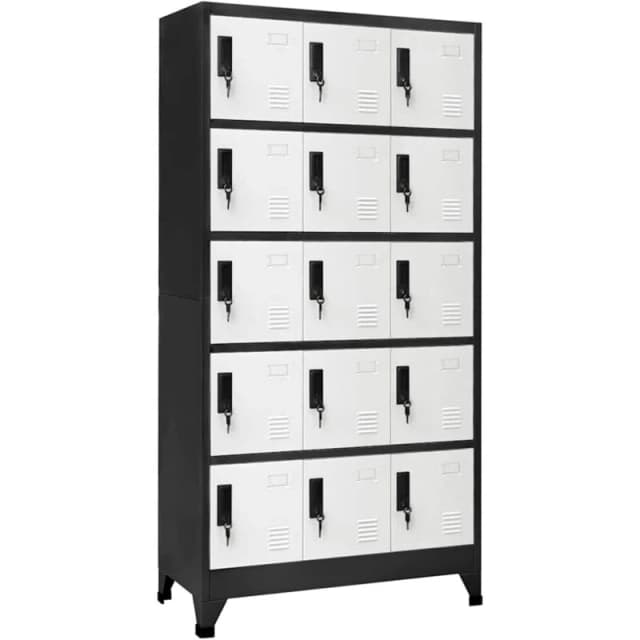 VIDAXL Locker Cabinet Anthracite and White 90x40x180cm Steel Vidaxl 8720286701300