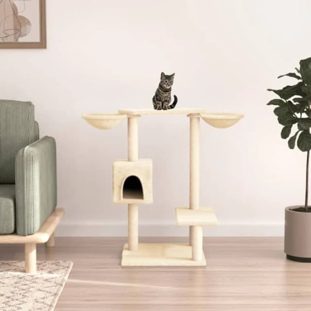 vidaXL Cat Tree w/ Scratching Posts Cream 82cm, Cream 171759