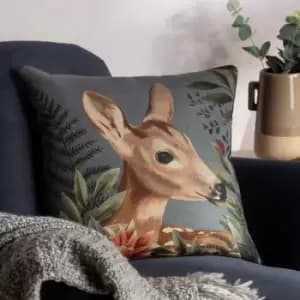 Forest Fawn Cushion Grey / 43 x 43cm / Polyester Filled