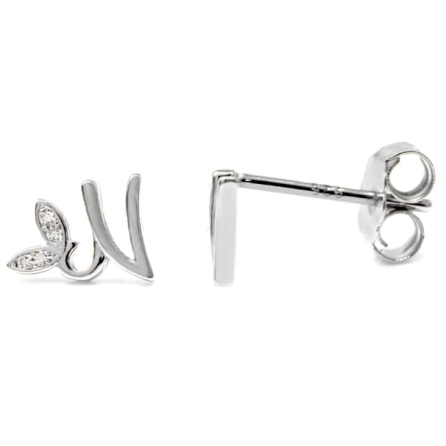 Say It With Winged Initial Earring Pair - Sterling Silver - N Silver Unisex One Size