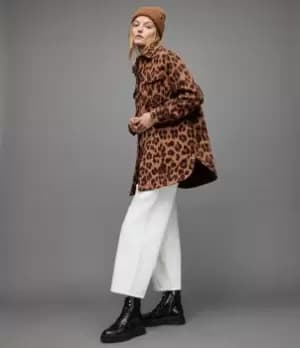 AllSaints Womens Sophie Leo Jacket, Brown, Size: 8