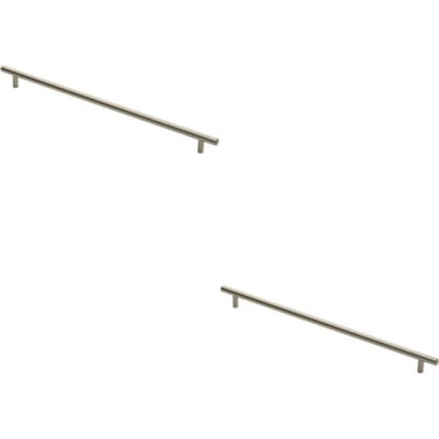 Loops 2x Round T Bar Cabinet Pull Handle 444 x 12mm 384mm Fixing Centres Satin Nickel Metallics unisex