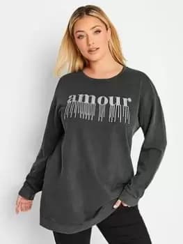 Yours Embellished Sweatshirt - Grey, Size 18, Women