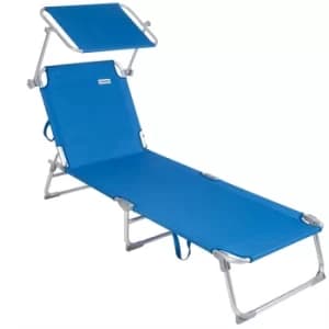 Sun Lounger Ibiza Blue Aluminium with Sun Shade