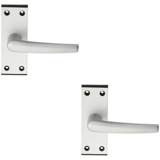 Loops 2x PAIR Straight Lever on Latch Backplate Door Handle 102 x 38mm Satin Aluminium Multi