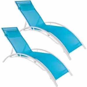 Tectake Set Of 2 Alina Sun Loungers Blue